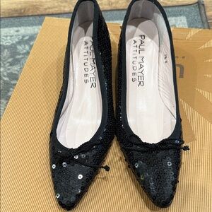 Paul Mayer Black Sequin Flats